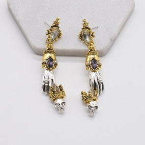 Wholesale Diablo Baroque Crown Skull Metal Earrings