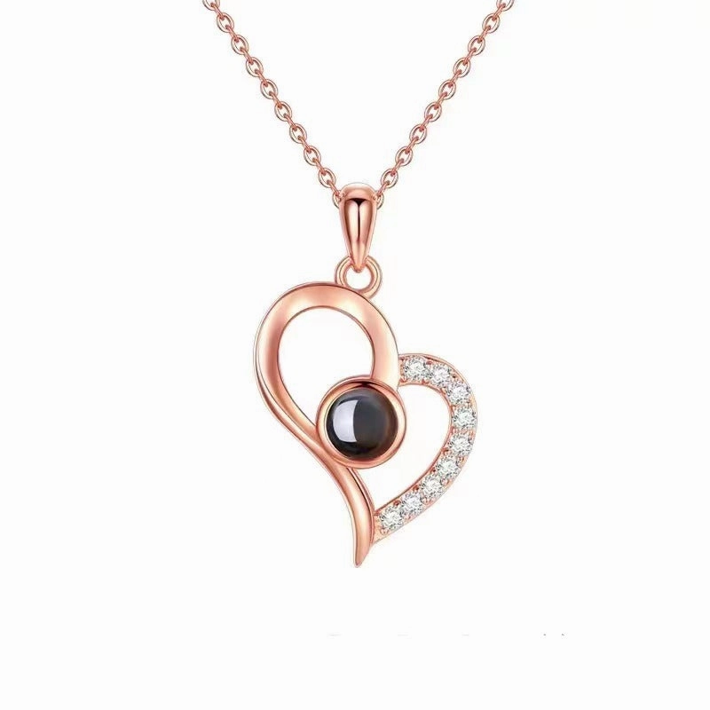 Wholesale Diagonal Peach Heart Titanium Steel Necklaces