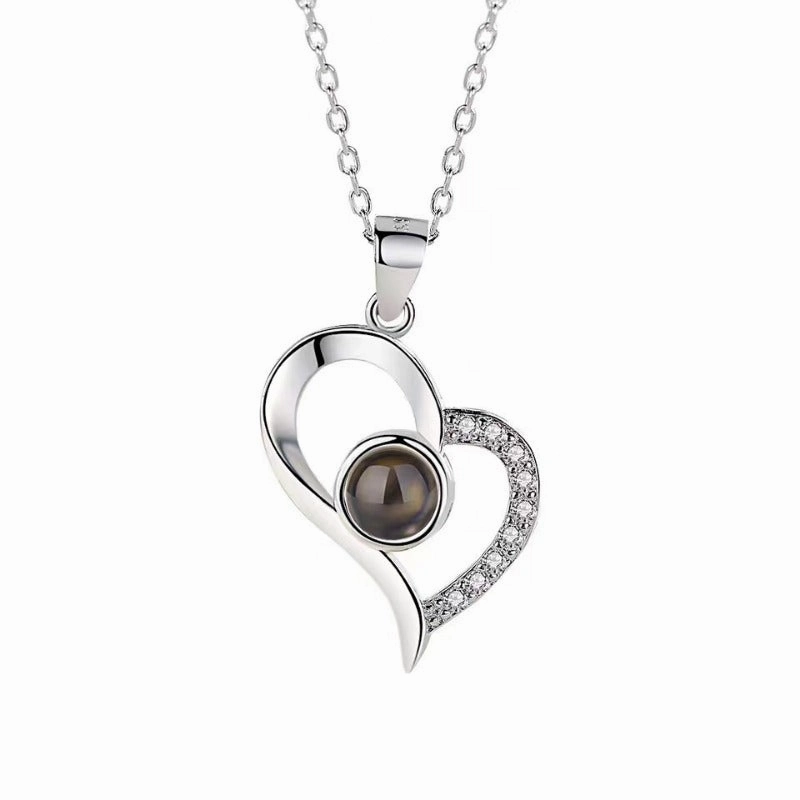 Wholesale Diagonal Peach Heart Titanium Steel Necklaces