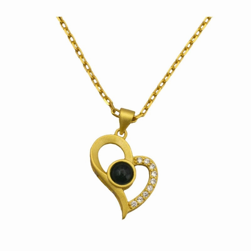 Wholesale Diagonal Peach Heart Titanium Steel Necklaces