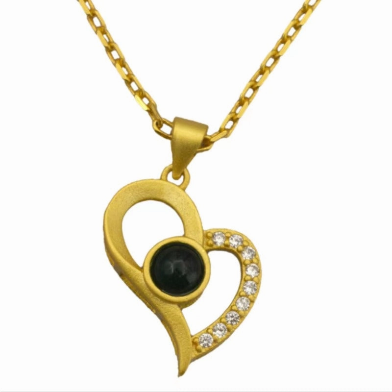 Wholesale Diagonal Peach Heart Titanium Steel Necklaces