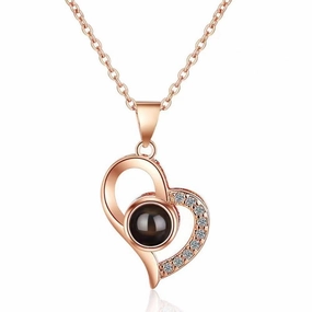 Wholesale Diagonal Peach Heart Titanium Steel Necklaces
