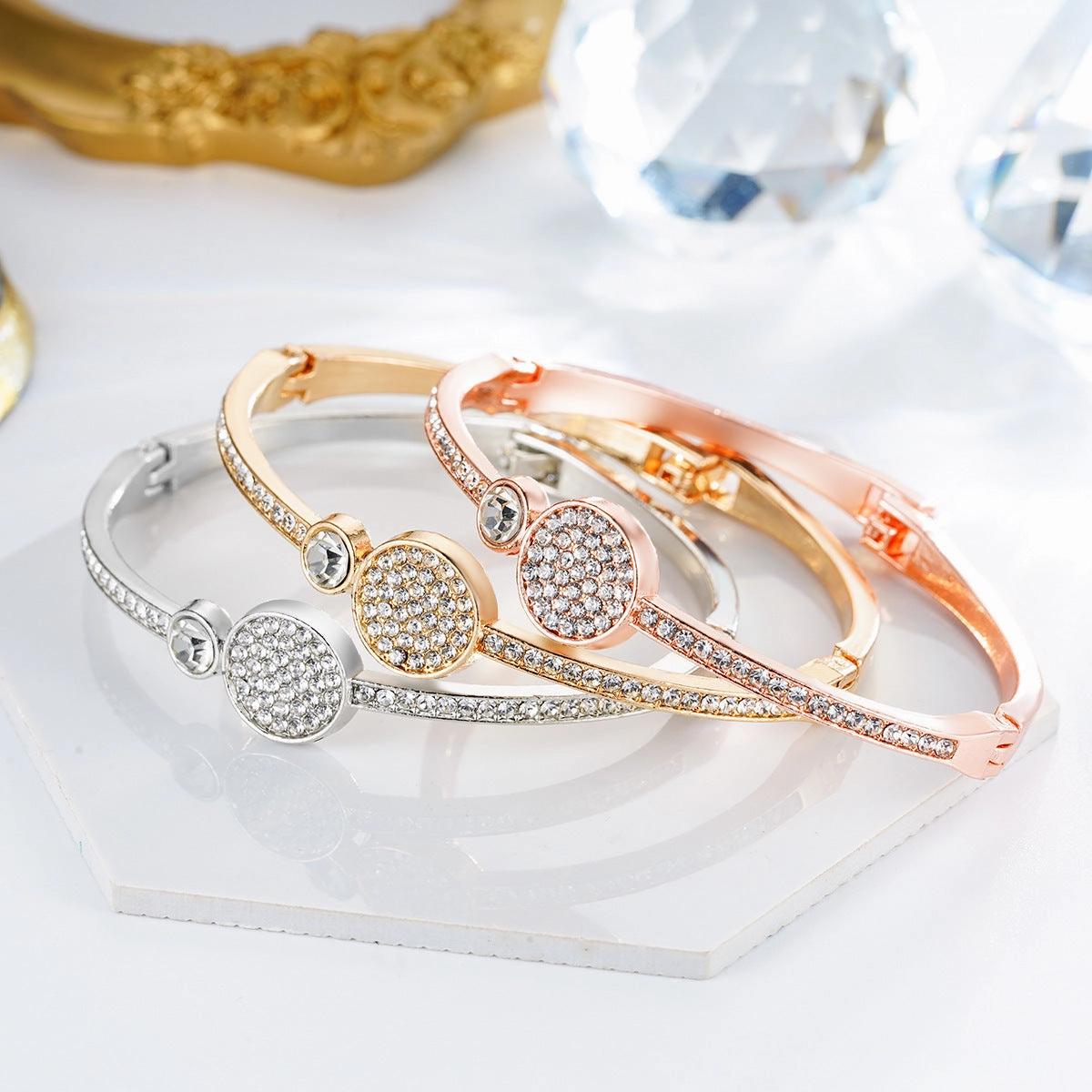 Wholesale Diamond - Encrusted Alloy Bracelet