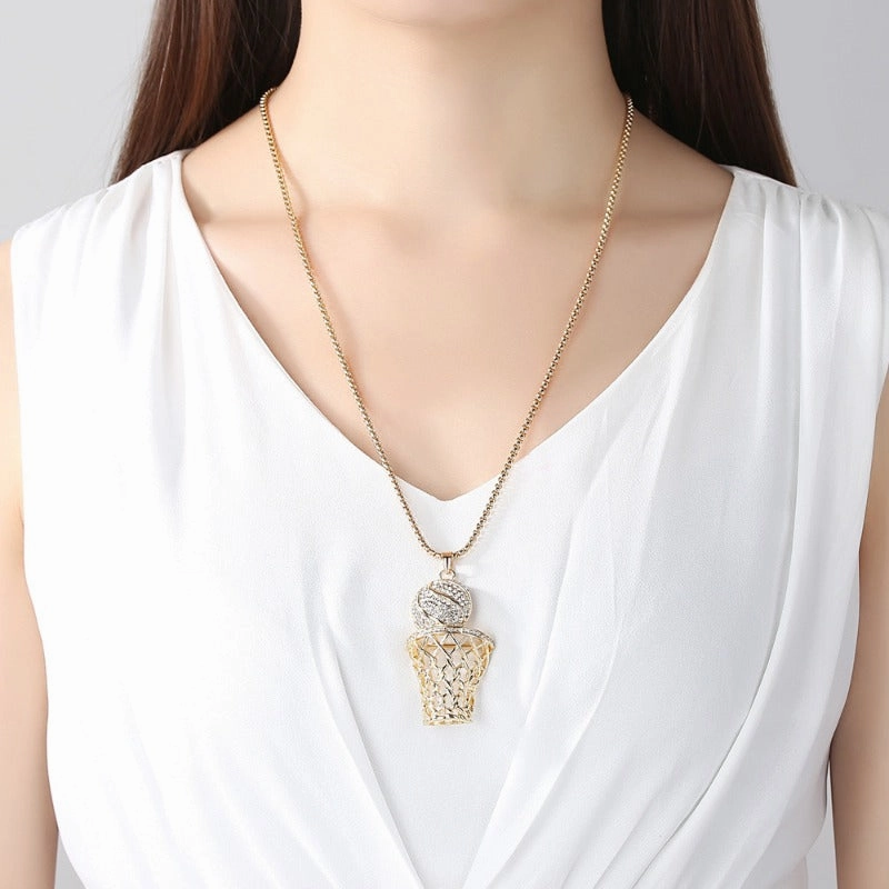 Wholesale Diamond Basketball Hoop Necklace