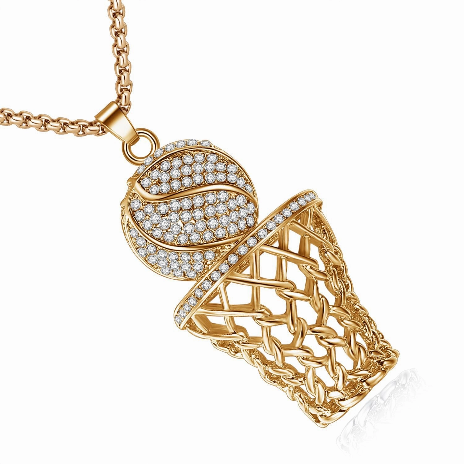 Wholesale Diamond Basketball Hoop Necklace