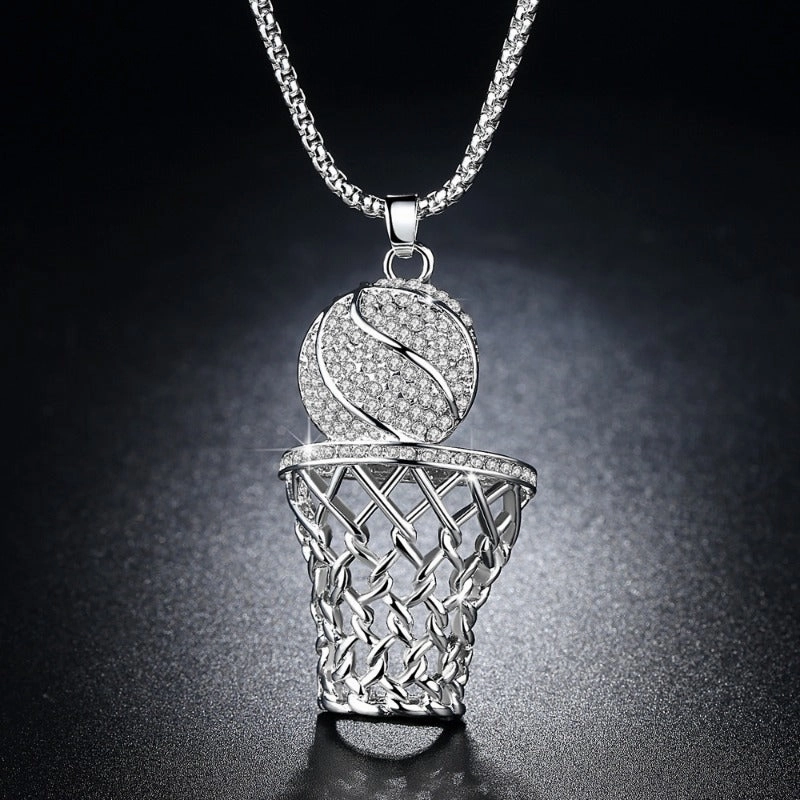 Wholesale Diamond Basketball Hoop Necklace