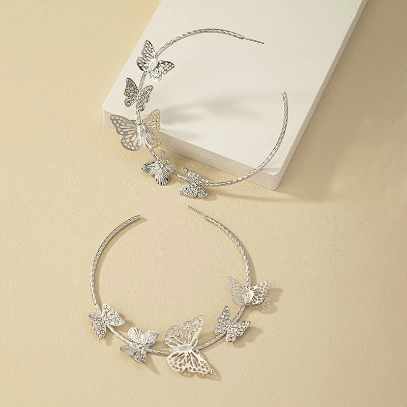 Wholesale Diamond Butterfly Alloy Earrings