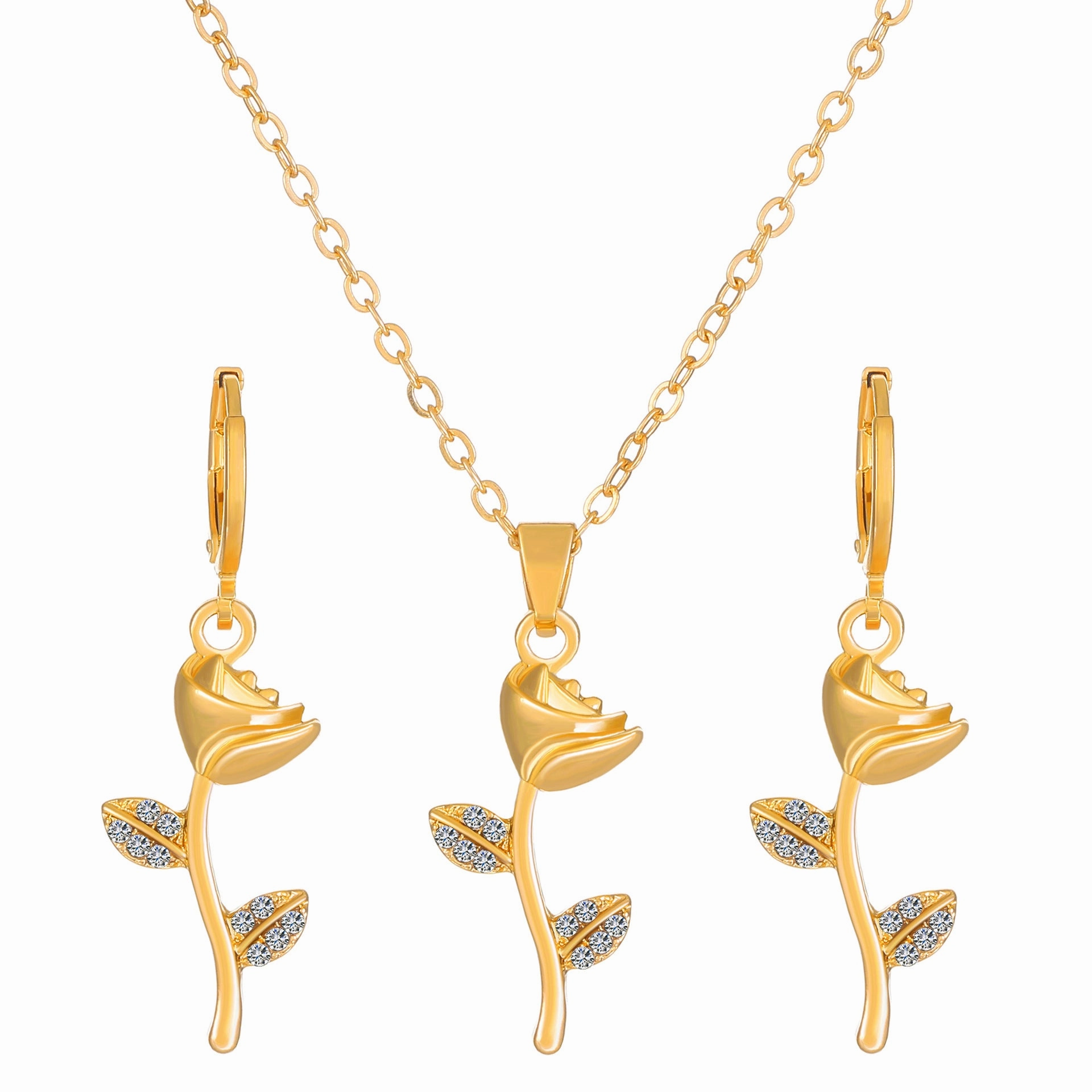 Wholesale Diamond Butterfly Alloy Earrings Jewelry Set