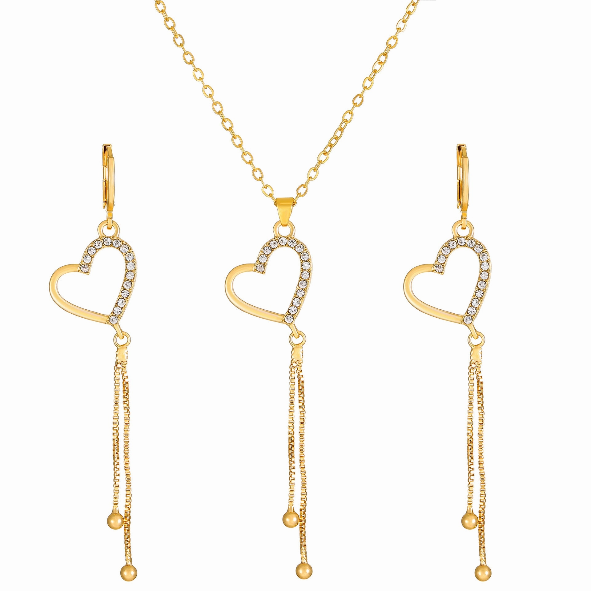 Wholesale Diamond Butterfly Alloy Earrings Jewelry Set