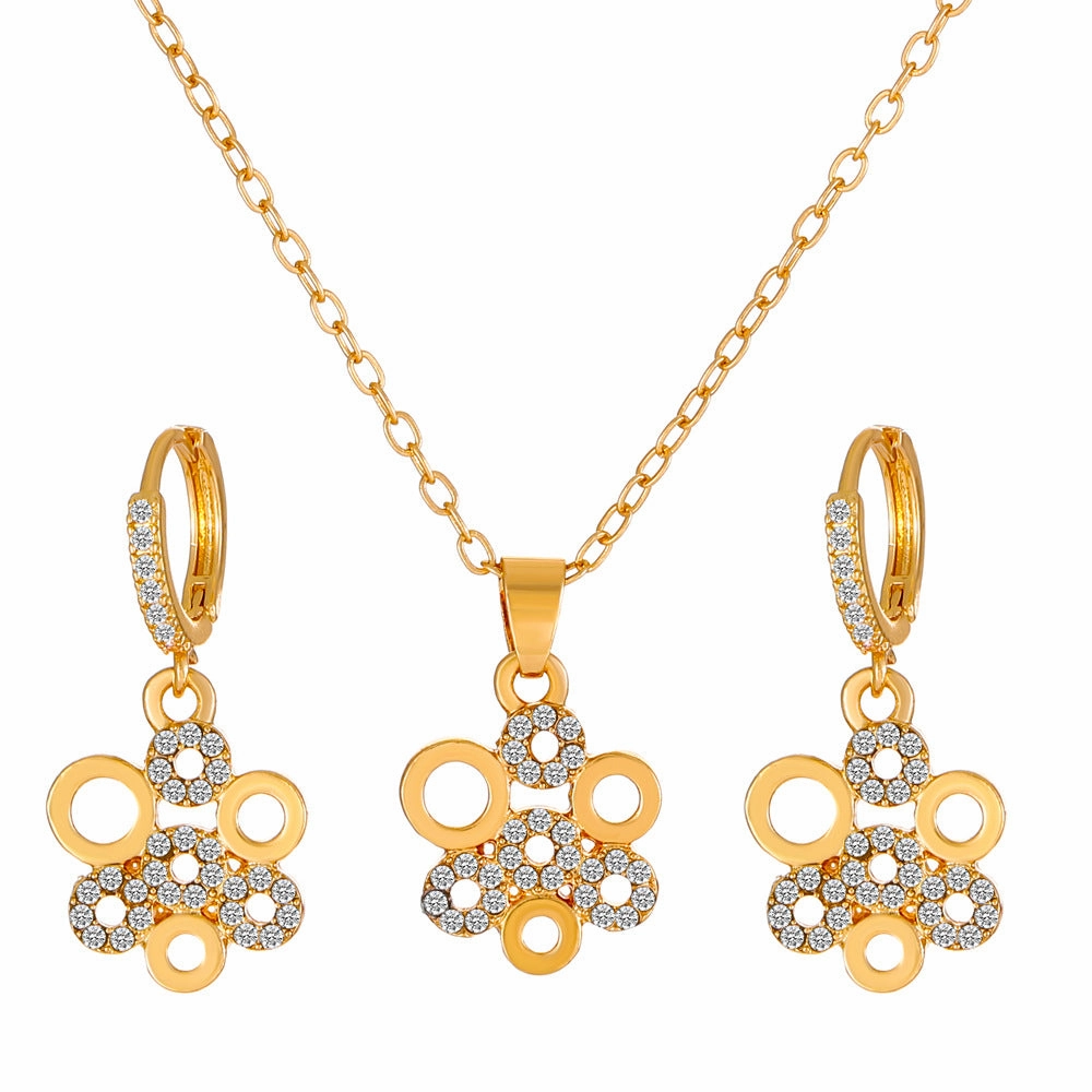 Wholesale Diamond Butterfly Alloy Earrings Jewelry Set
