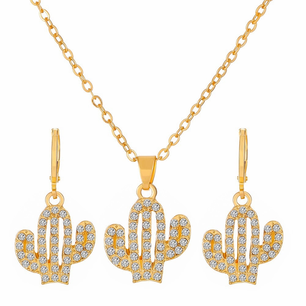 Wholesale Diamond Butterfly Alloy Earrings Jewelry Set