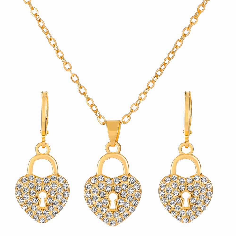 Wholesale Diamond Butterfly Alloy Earrings Jewelry Set