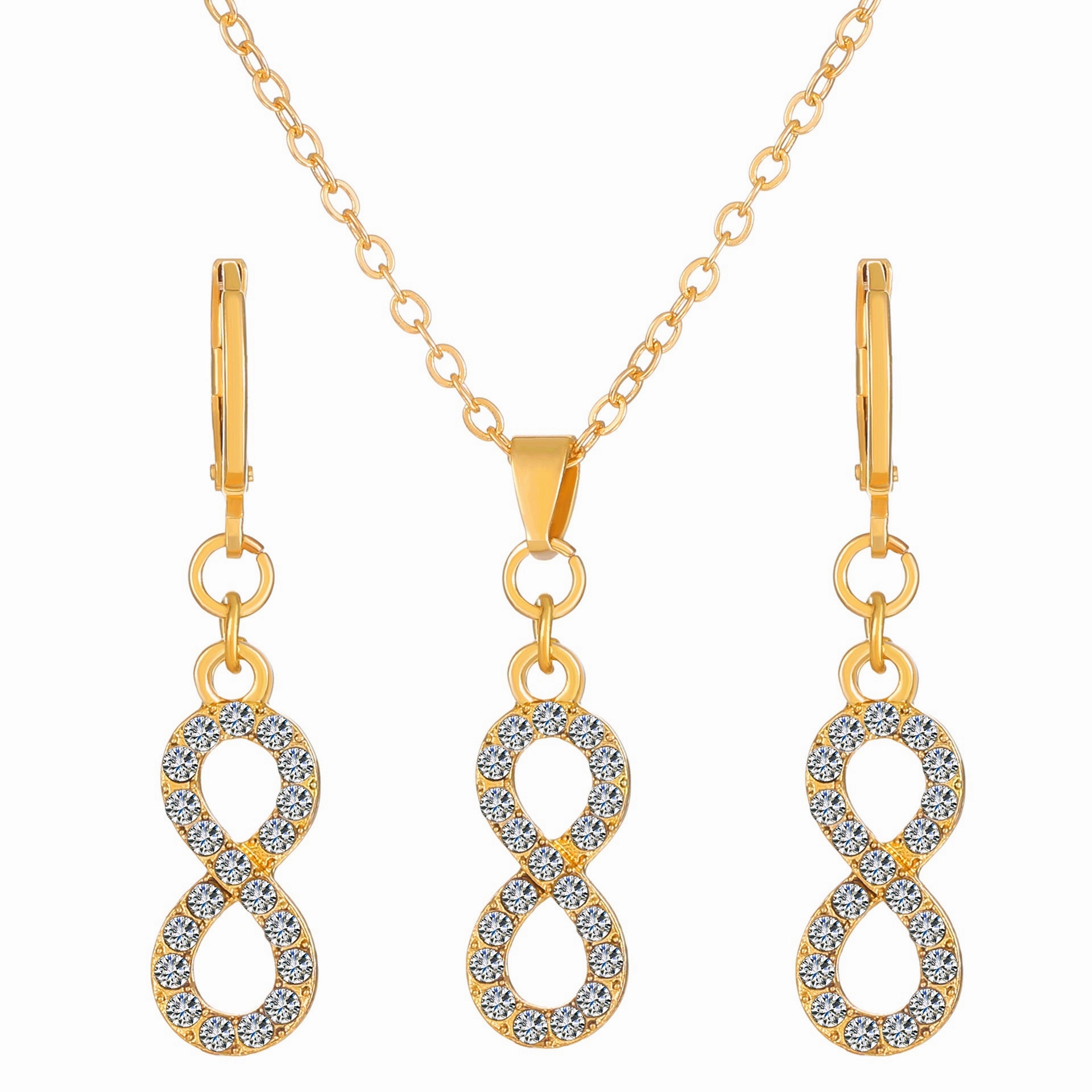 Wholesale Diamond Butterfly Alloy Earrings Jewelry Set