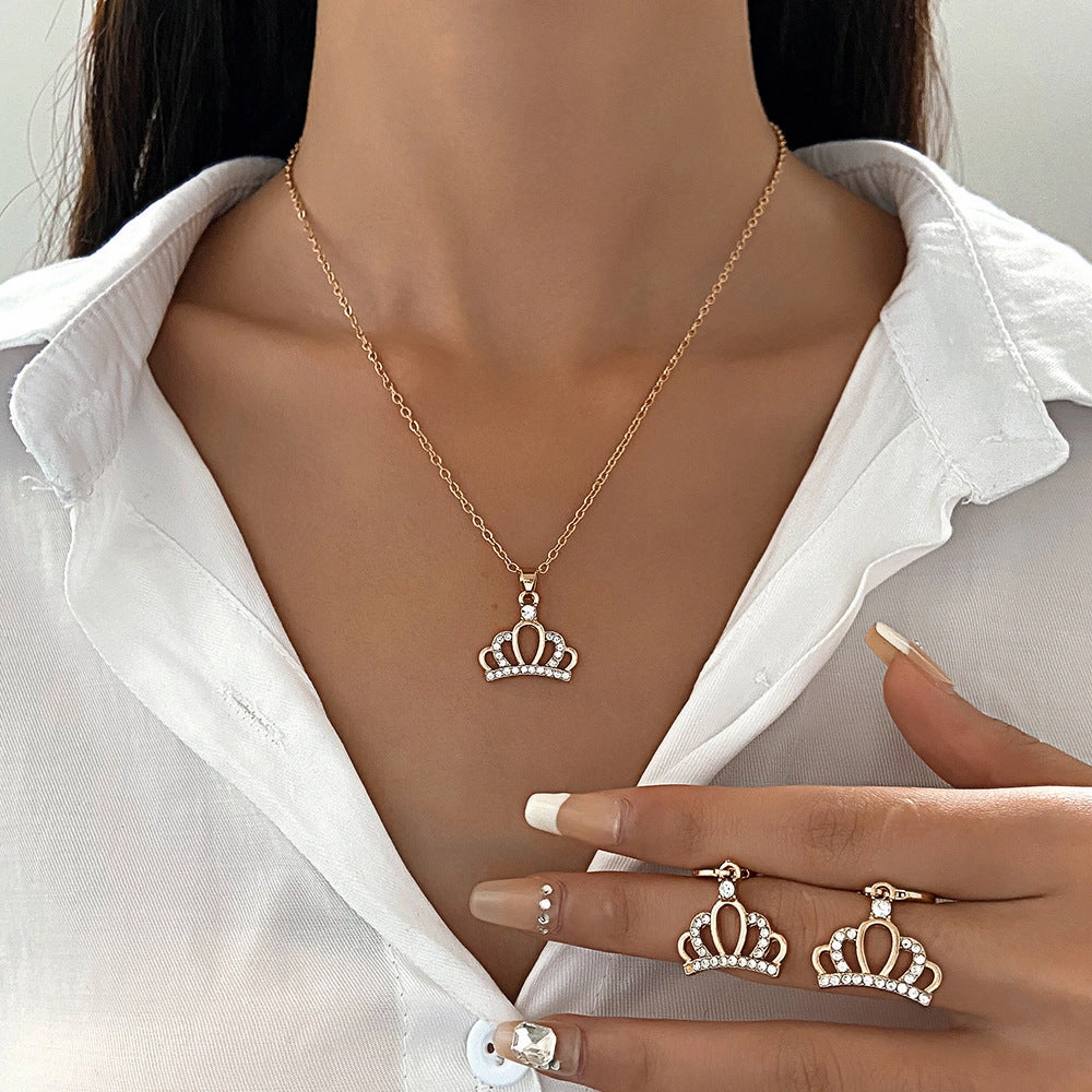 Wholesale Diamond Butterfly Alloy Earrings Jewelry Set