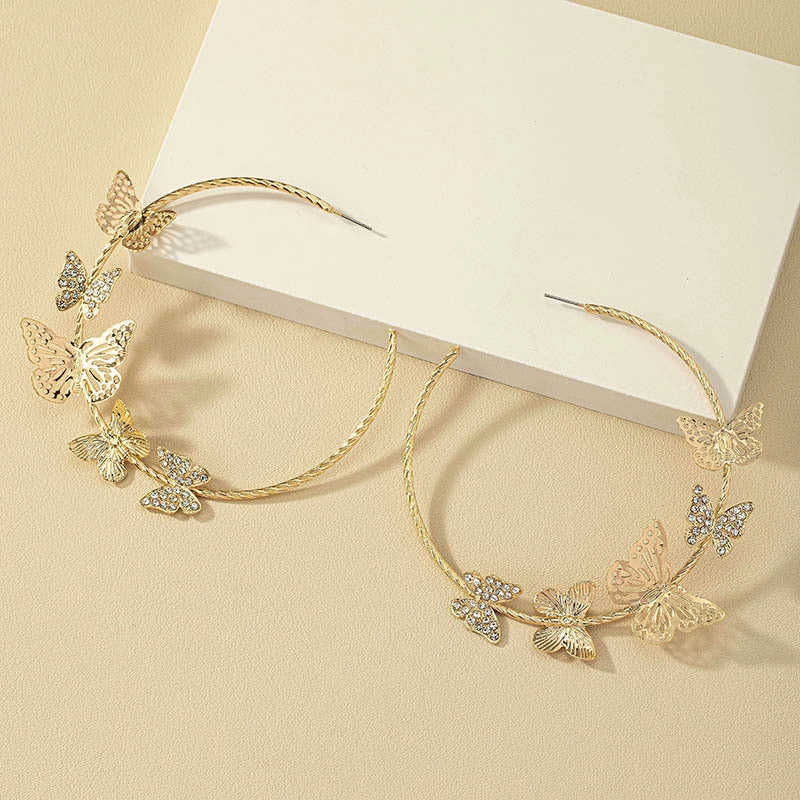 Wholesale Diamond Butterfly Alloy Earrings