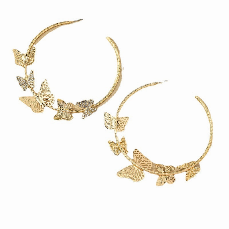 Wholesale Diamond Butterfly Alloy Earrings