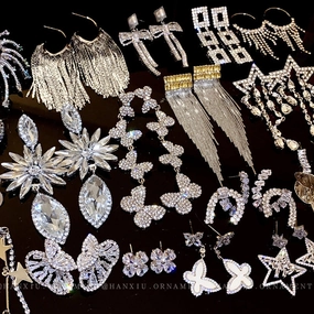 Wholesale Diamond Butterfly Flower Five Pointed Star Tassel Alloy Earrings