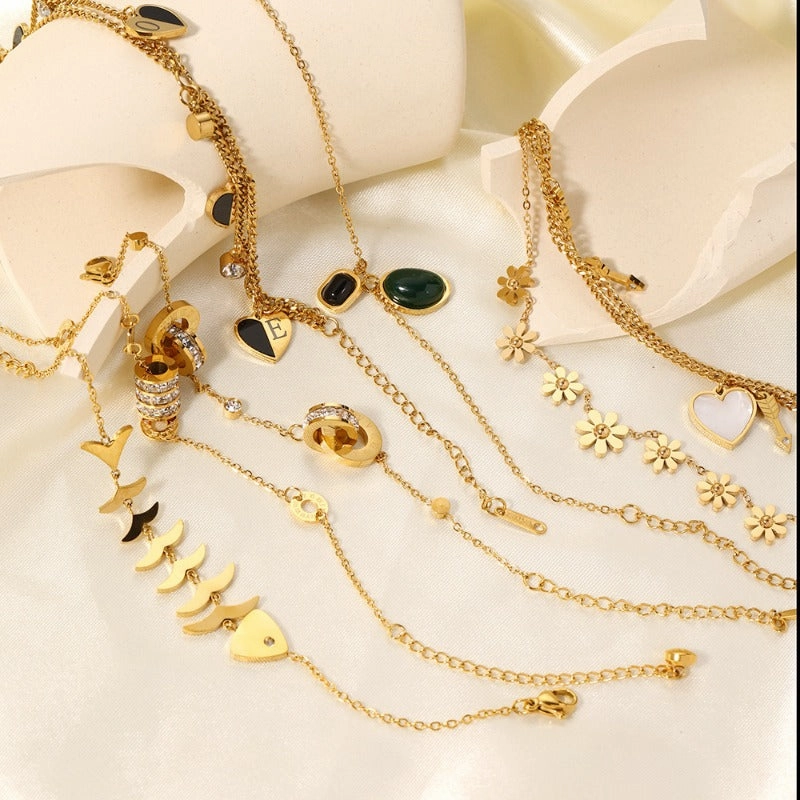 Wholesale Diamond Chain Heart Shaped Pearl Pendant Bracelet