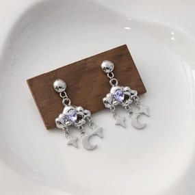 Wholesale Diamond Cloud Stars Tassel Love  Alloy Earrings