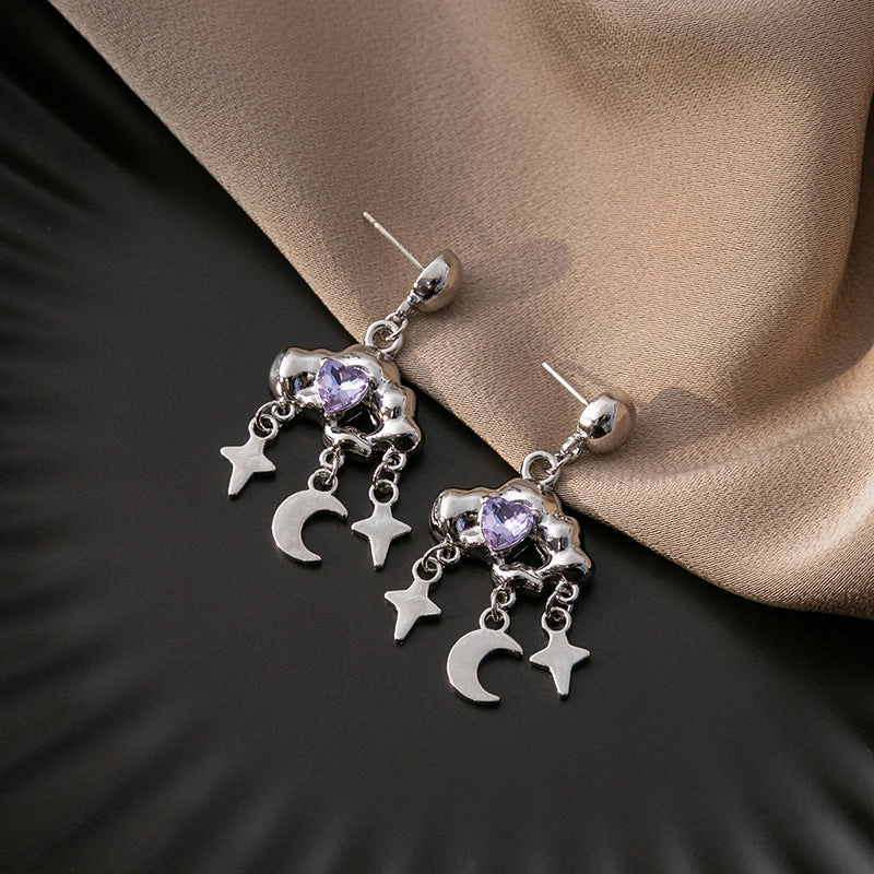 Wholesale Diamond Cloud Stars Tassel Love  Alloy Earrings