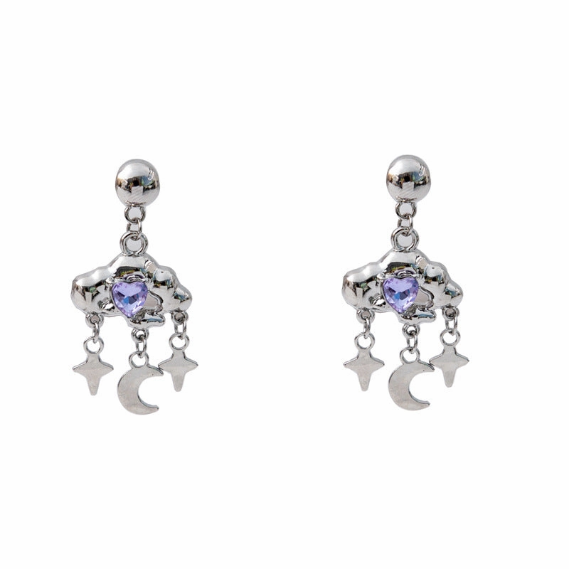 Wholesale Diamond Cloud Stars Tassel Love  Alloy Earrings