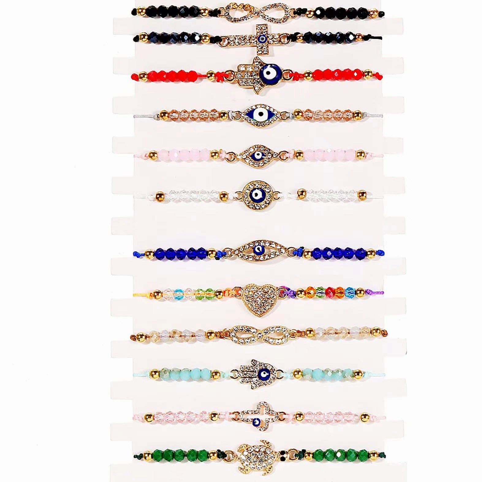 Wholesale Diamond Devil Eye Alloy Bracelet Set of 12