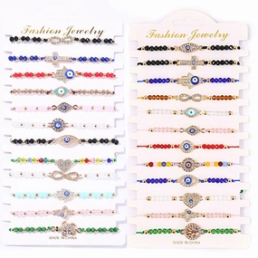 Wholesale Diamond Devil Eye Alloy Bracelet Set of 12