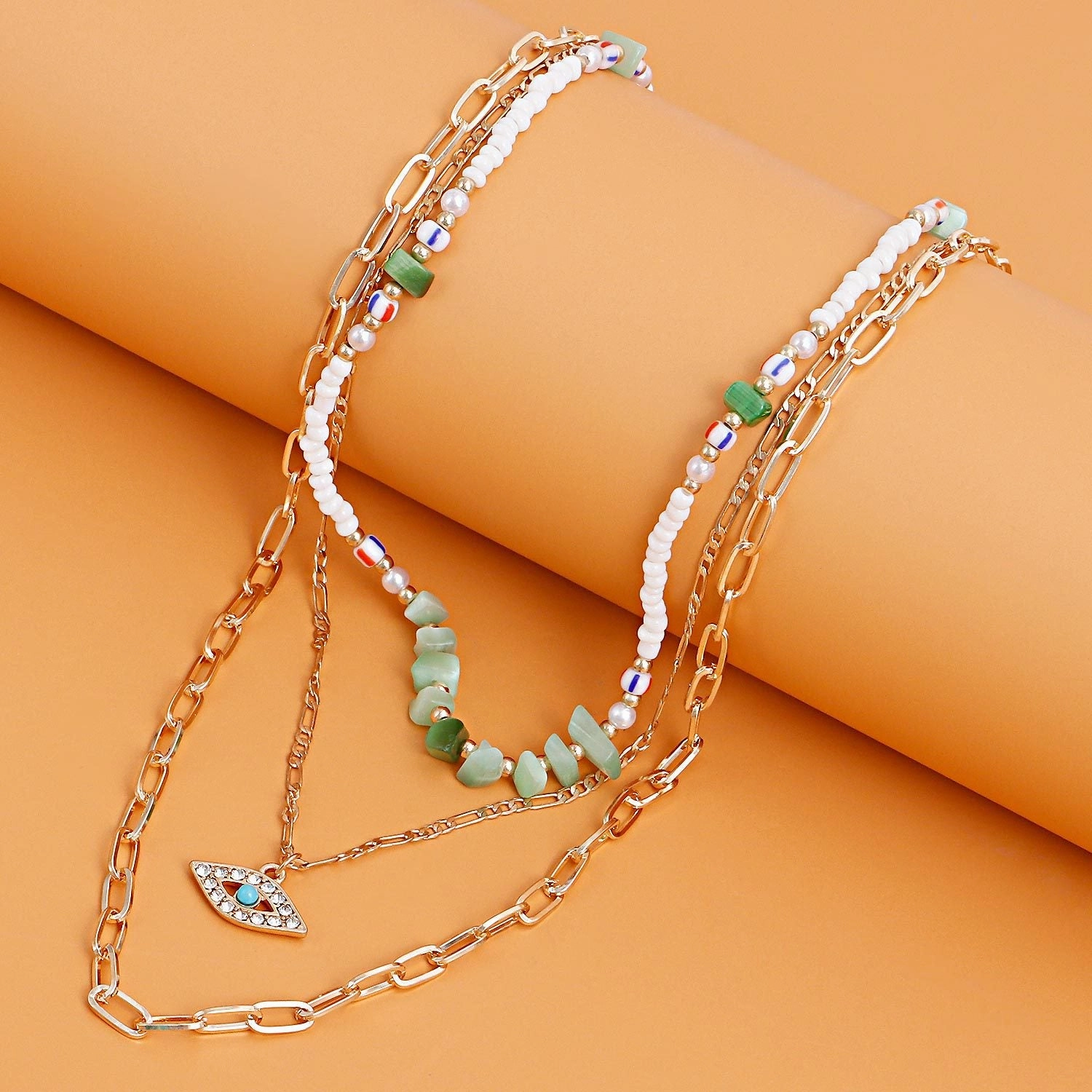 Wholesale Diamond Devil Eye Alloy Necklace