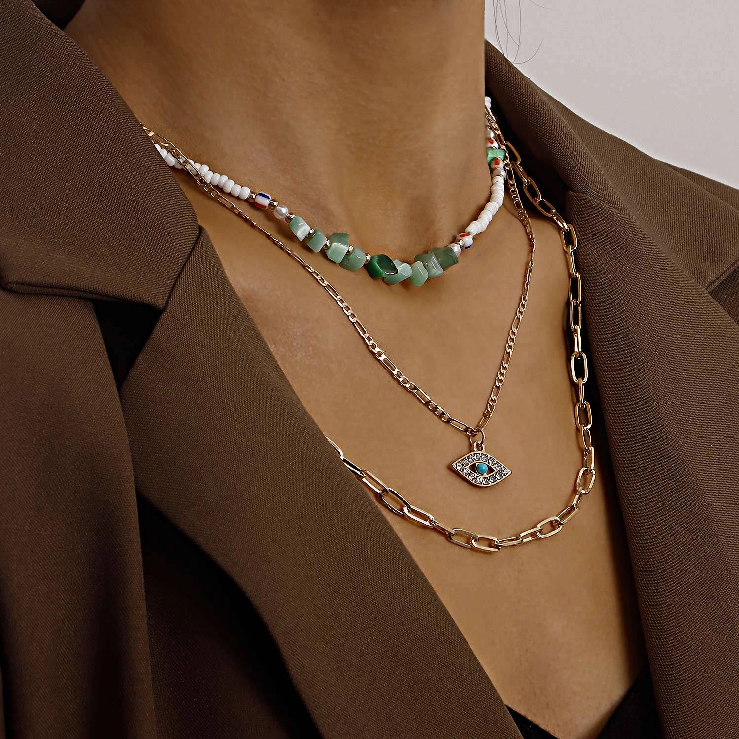 Wholesale Diamond Devil Eye Alloy Necklace