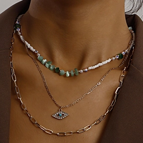 Wholesale Diamond Devil Eye Alloy Necklace