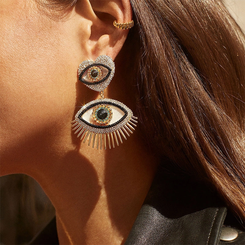 Wholesale Diamond Devil's Eye Bead Earrings OLY-ES-YD001