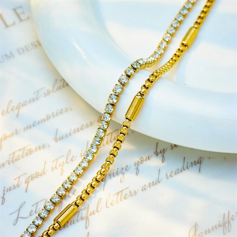 Wholesale Diamond-encrusted Multi-layered Titanium Steel Bracelets