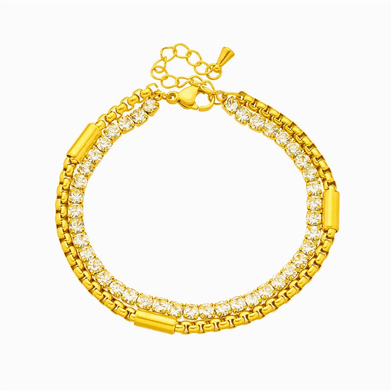 Wholesale Diamond-encrusted Multi-layered Titanium Steel Bracelets