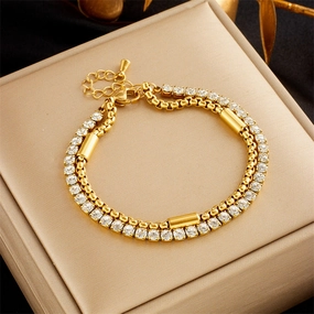 Wholesale Diamond-encrusted Multi-layered Titanium Steel Bracelets