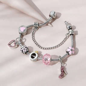 Wholesale Diamond Flower Love High Heels Bracelet