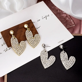 Wholesale Diamond Heart Alloy Ear Studs