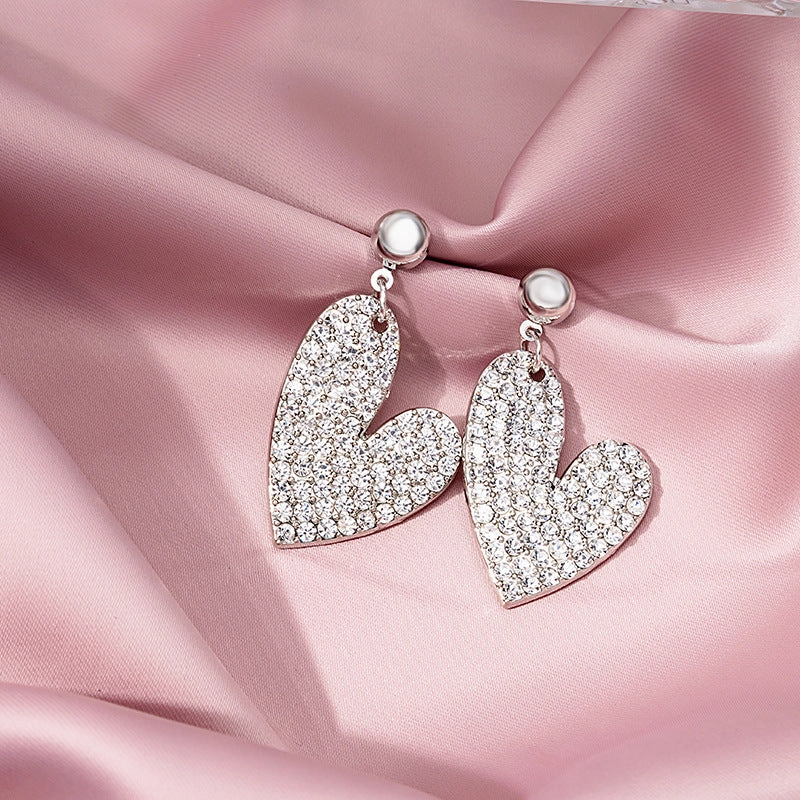 Wholesale Diamond Heart Alloy Ear Studs