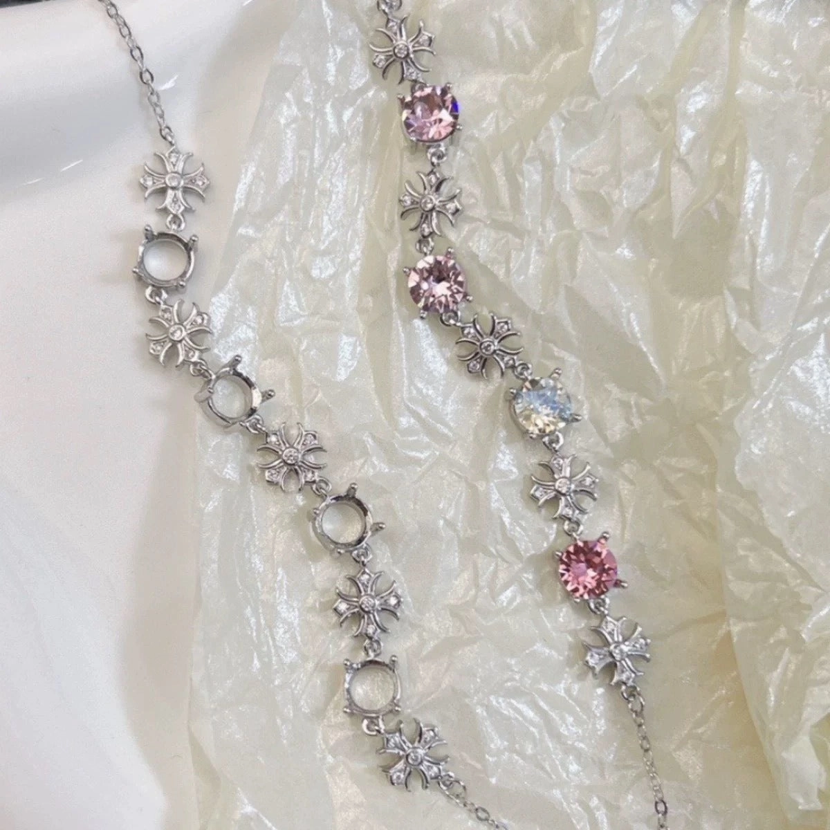 Wholesale Diamond hollow exquisite fantasy cross princess DIY bracelet