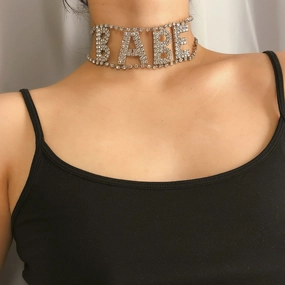 Wholesale Diamond Inlaid Alphabet BABE Alloy Necklaces