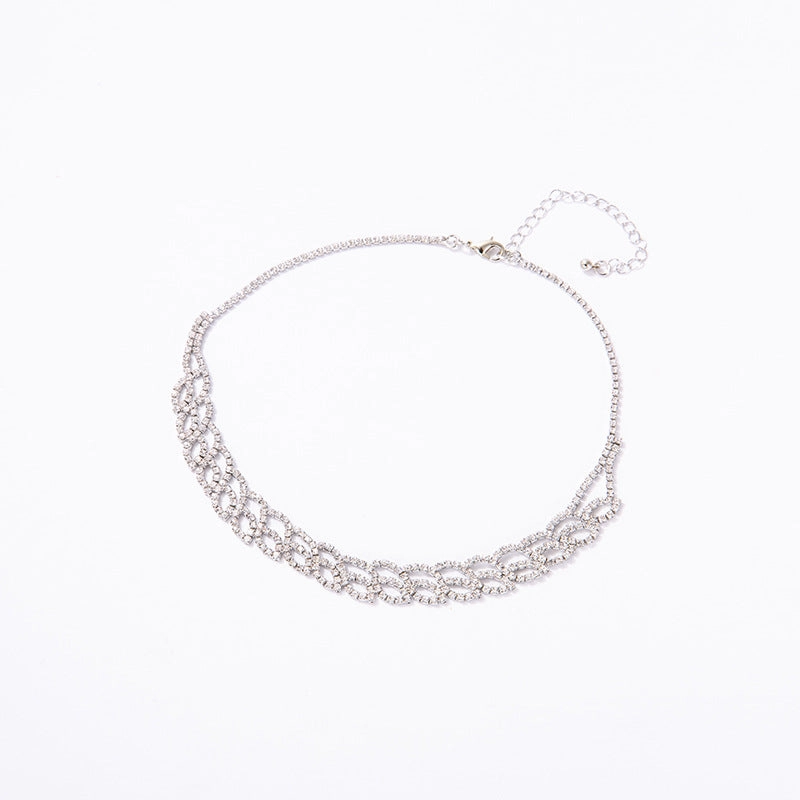 Wholesale Diamond Inlaid Flat Mouth Chain Necklaces
