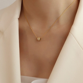 Wholesale diamond inlaid geometric minimalist titanium steel necklaces