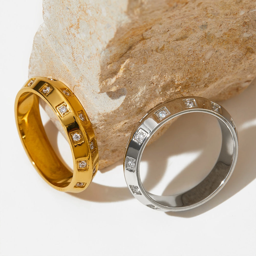 Wholesale Diamond Inlaid Stainless Steel Rings