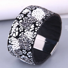 Wholesale Diamond Leather Magnetic Buckle Alloy Bracelet