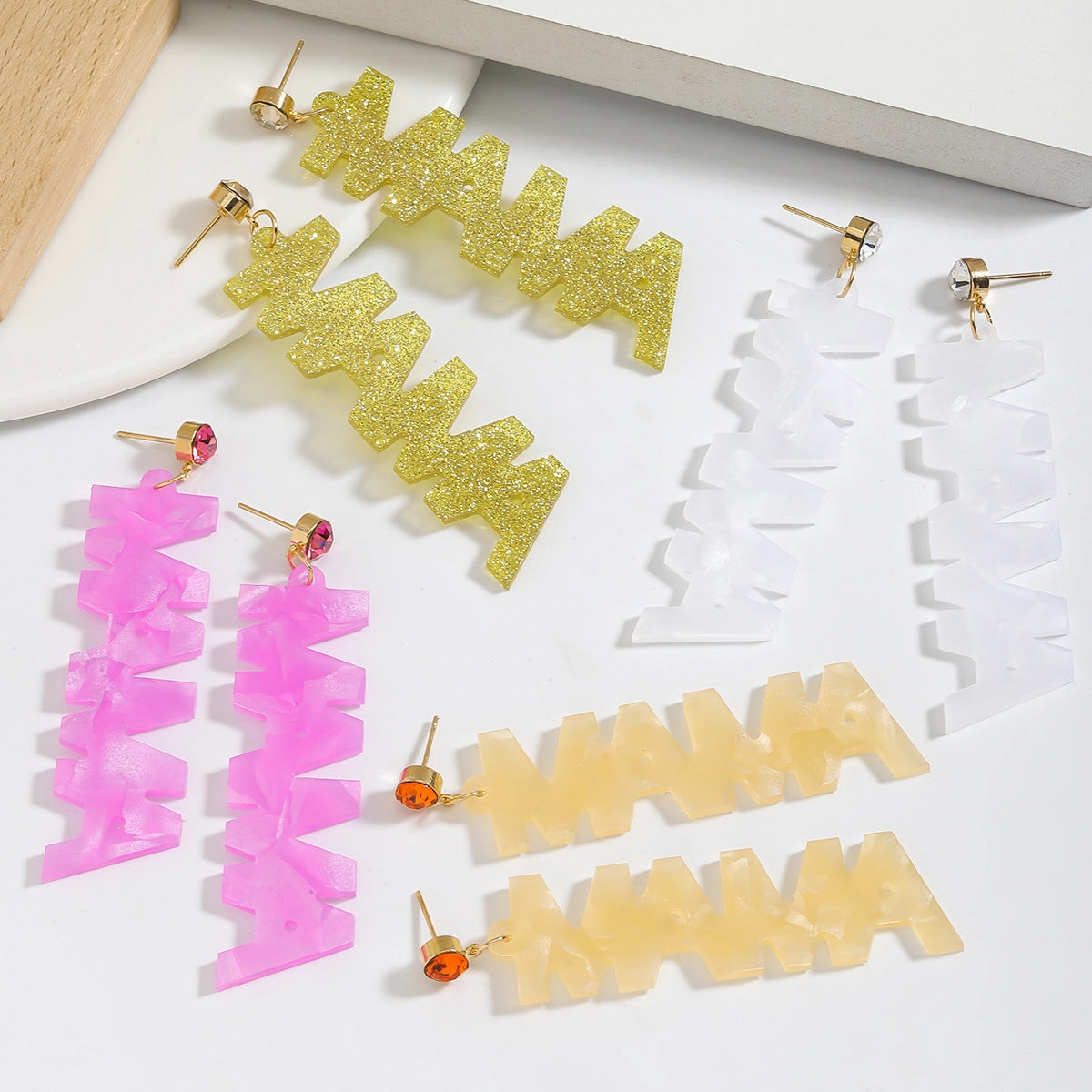 Wholesale Diamond letter link earrings