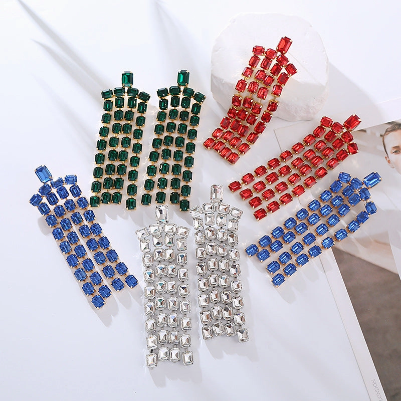 Wholesale Diamond Long Tassel Earrings
