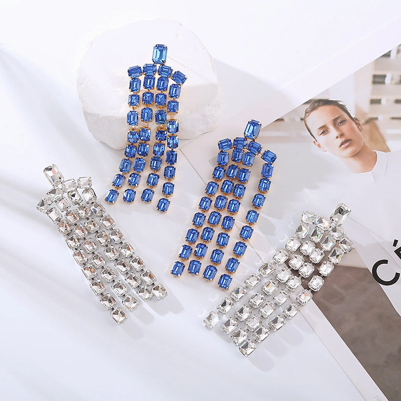 Wholesale Diamond Long Tassel Earrings