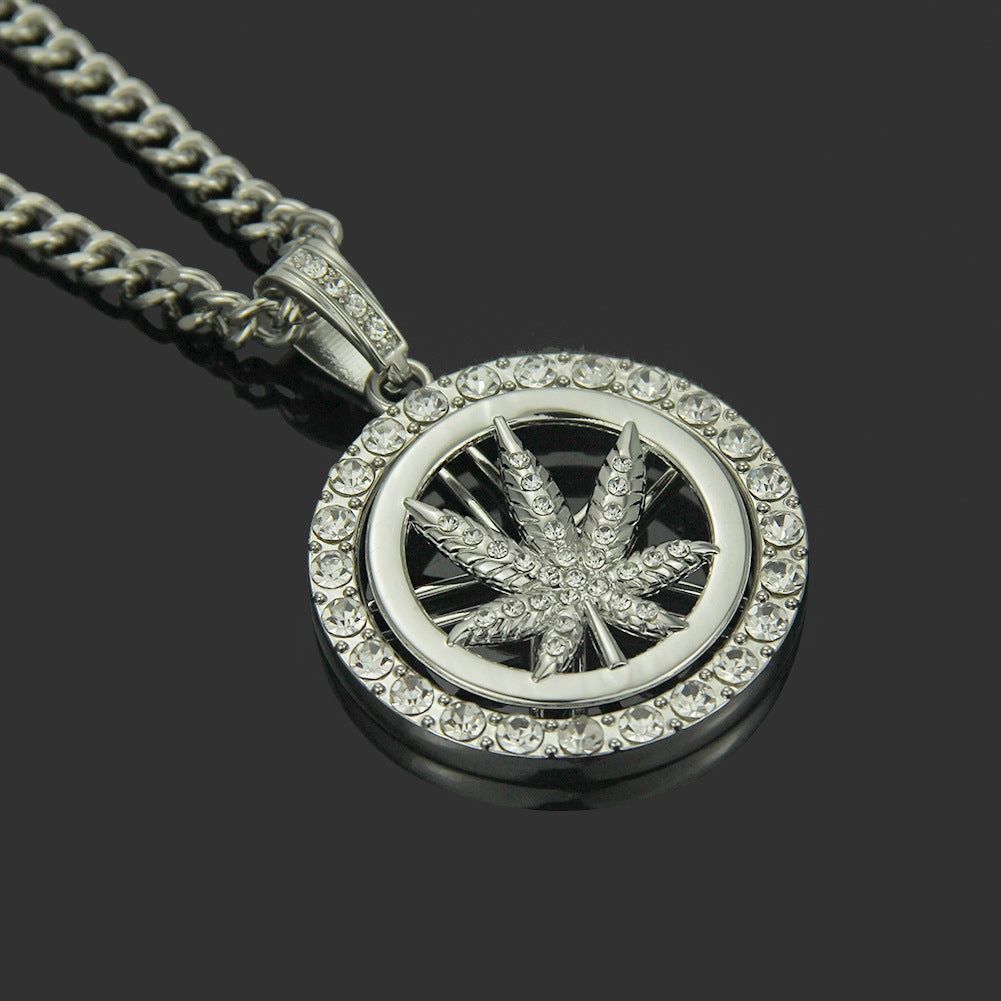 Wholesale Diamond Maple Leaf Turntable Necklace Alloy