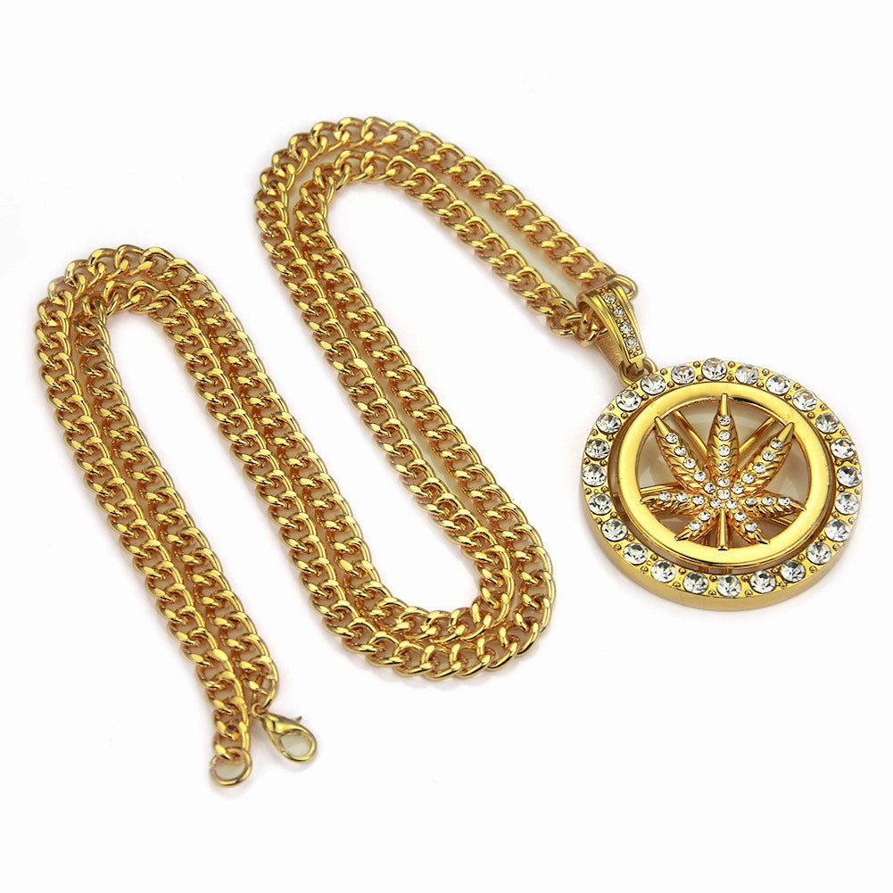 Wholesale Diamond Maple Leaf Turntable Necklace Alloy