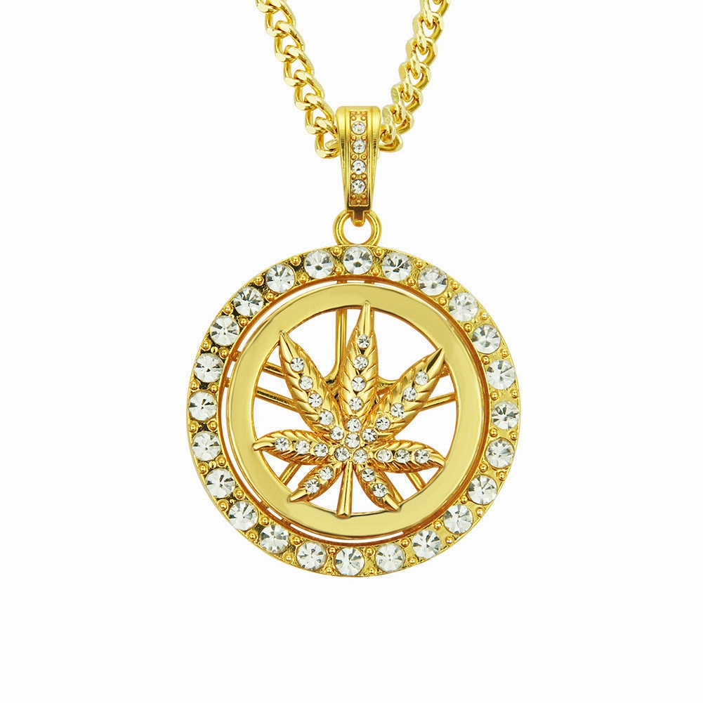 Wholesale Diamond Maple Leaf Turntable Necklace Alloy