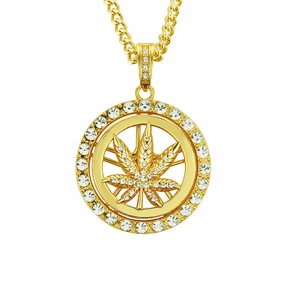 Wholesale Diamond Maple Leaf Turntable Necklace Alloy